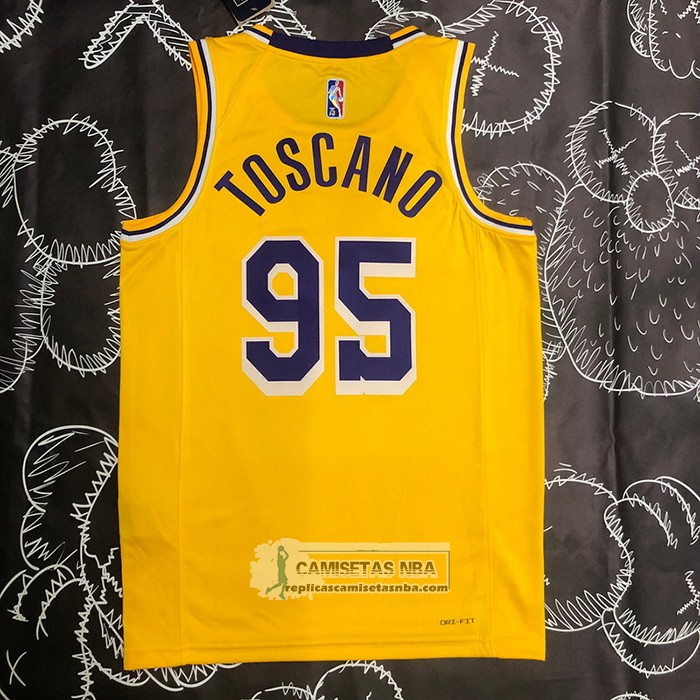 Camiseta Los Angeles Lakers Juan Toscano-Anderson NO 95 75th Anniversary Icon 2021-22 Amarillo